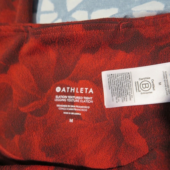 Athleta Elation Textured Tight Print Leggings Chakra Floral Red Yoga Size Medium - Picture 7 of 11
